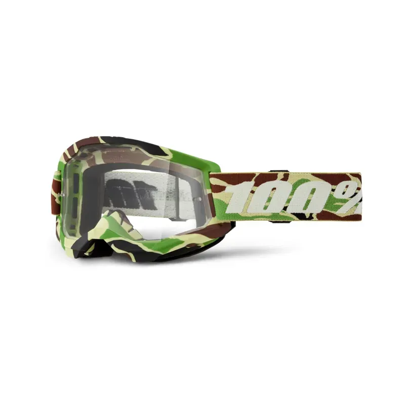 100% Strata 2 Clear Lens Goggles in Camo