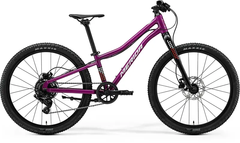 2026 Merida Matts J.24+ Kids Bike in Silk Purple/White/Red/Back