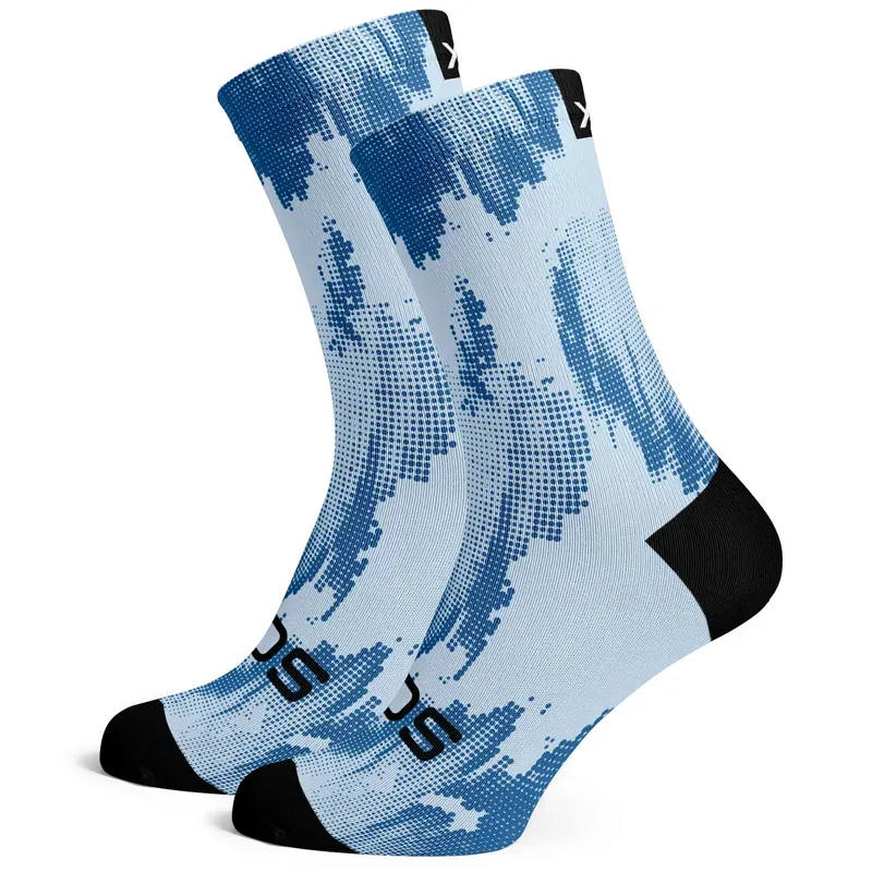 Sox Footwear Blue Gravel Minimalist Premium Crew Socks BLUE WHITE