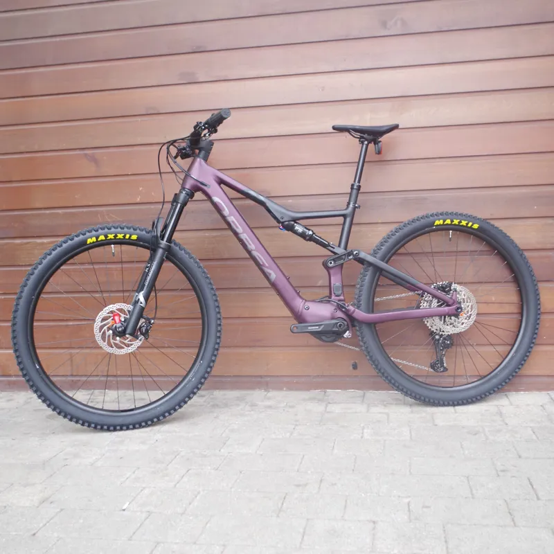 2024 Orbea Rise H30 Electric Mountain Bike in Mulberry and black-5
