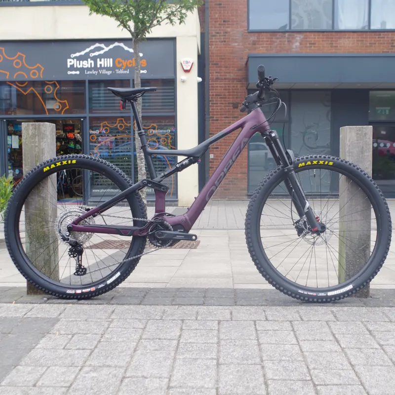2024 Orbea Rise H30 Electric Mountain Bike in Mulberry and black-9
