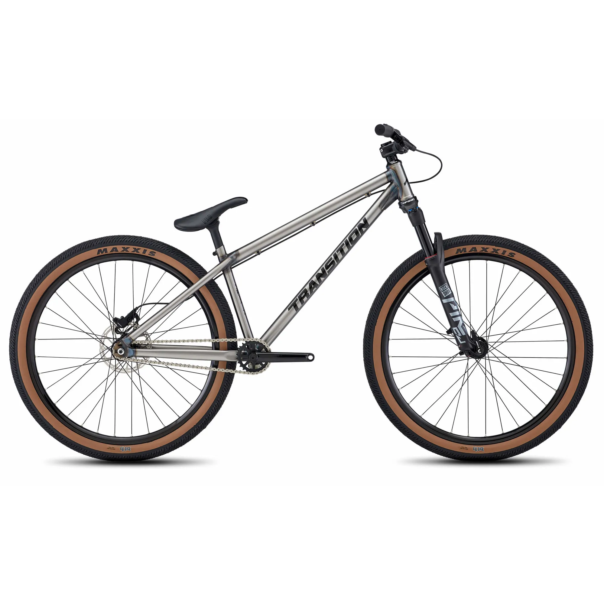 2021 Transition PBJ Dirt Jump Bike in Raw Steel