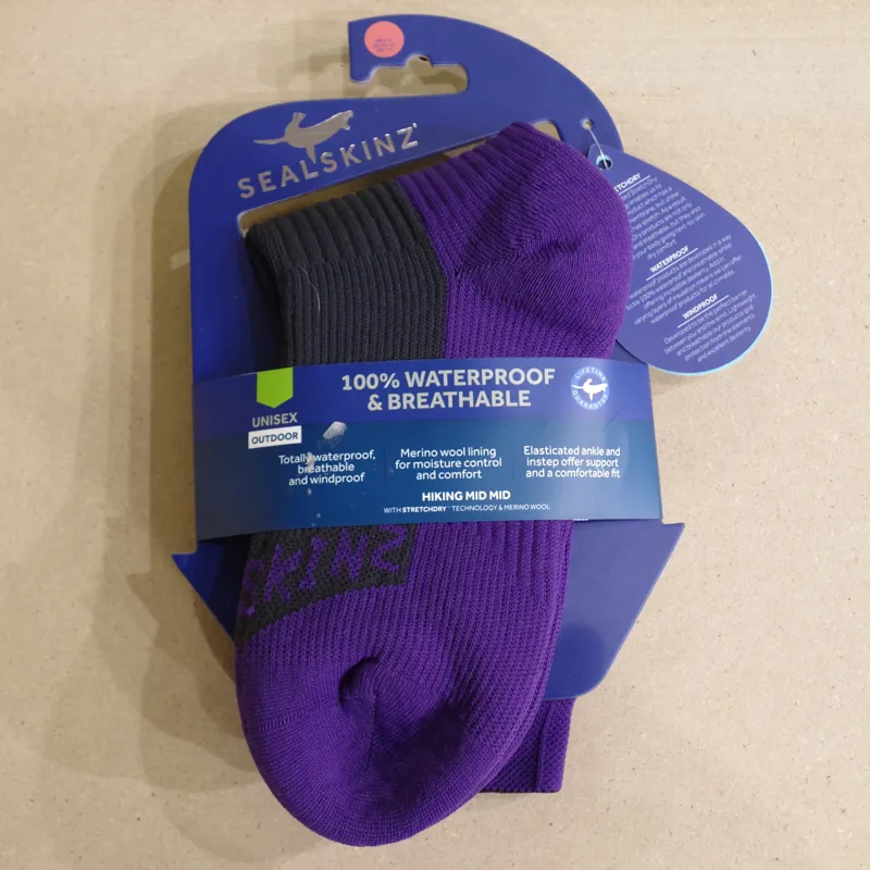Sealskinz Hiking Mid Mid Grey/Purple Medium Waterproof socks