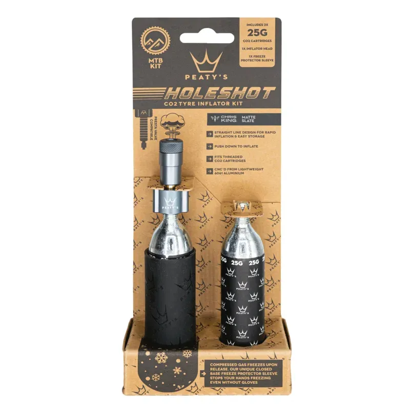 Peaty's Holeshot MTB 25g CO2 Tyre Inflator in Silver